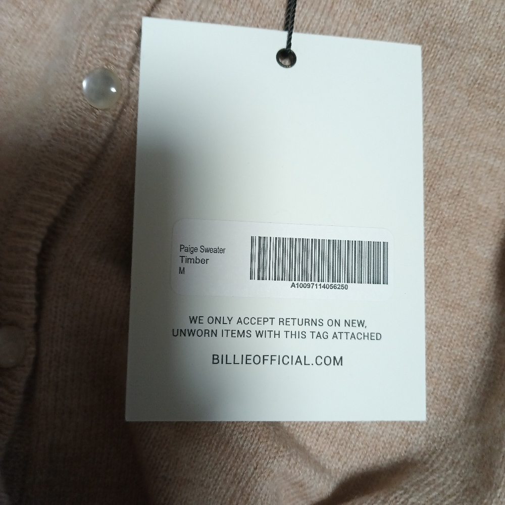 Billie Tan Knit Short Sleeve Merino Wool Cardigan Sweater - Picture 9 of 9